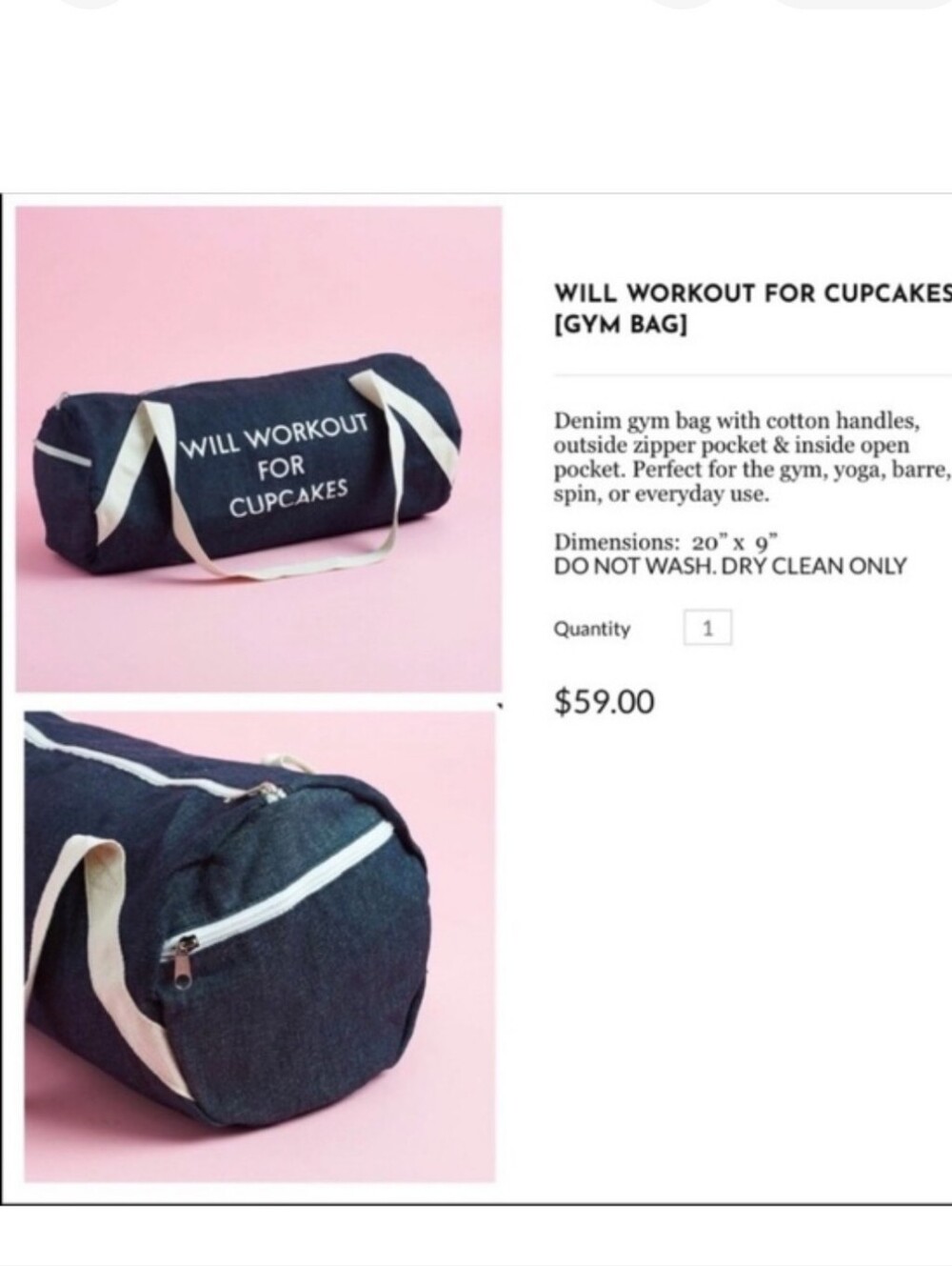 Will Workout For Cupcakes dufflebag